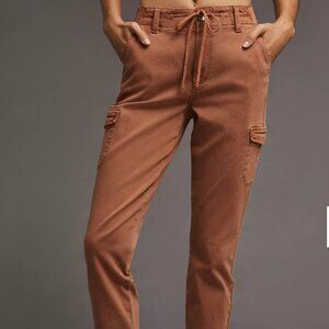 Paige Christy Mid-Rise Straight Cargo Jeans in Tan/Rust Denim